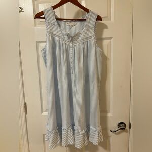 Eileen West Nightgown Aqua/Blue Sleeveless COTTON LAWN Size M